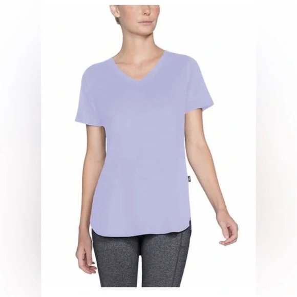 NWT Skechers GoWalk Women's Ribbed V Neck Short Sleeve Tee Purple 2XL $50 8HL075 - Picture 1 of 3